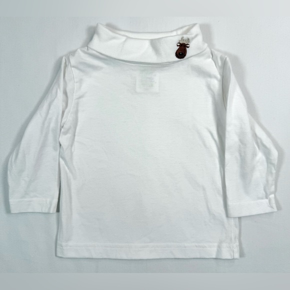 DECORATED ORIGINALS Baby White Embroidered Reindeer Turtleneck Long Sleeve 12M - Picture 1 of 6